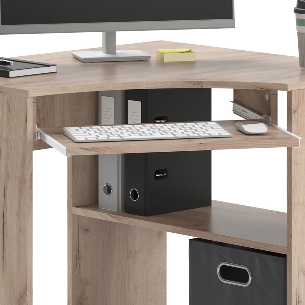 Vicco Bureau d'angle Odin, Sonoma, 83x76cm | avec plateau clavier coulissant et surfaces de rangement