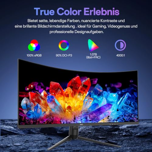 HKC 34-Zoll Curved-Gaming-Monitor UWQHD 120 Hz 3440 x 1440, 1500R-VA-Panel – Ansicht 5