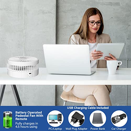 Foldable Portable Fan Standing Fan With Remote Control 4 Speeds Adjustable Small Desk Fan 7200Mah Rechargeable Fan Personal Battery Operated Usb Floor Fan Pedestal Fans For Bedroom Home Camping Travel #TOP4