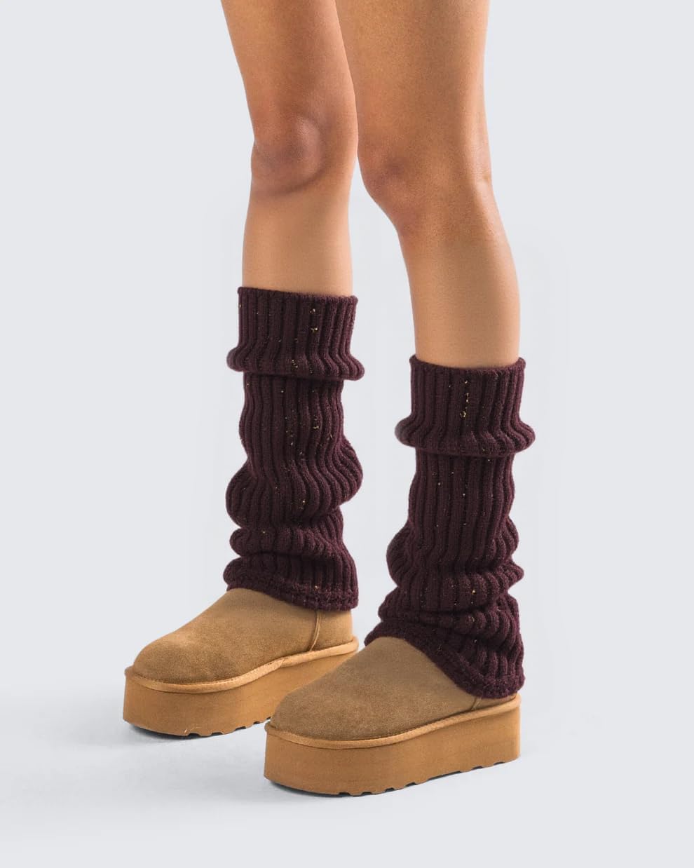 Soxbang Leg Warmers for Women 30% Wool Blend Speckled Knit, Cozy Ribbed Winter Leg Sleeves for Boots, Cold Weather - Image 7