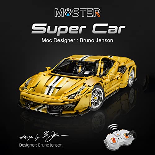 Mocdiy Technik Bausteine Auto für Ferrari 488 Pista, CADA Master C61042w, 1: 8 2.4Ghz RC Italian Super Car mit Motor… – Bild 3