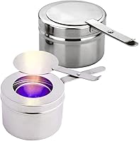 Vista 1 de Cabilock 2 soportes de combustible para rozaduras con cubierta, soporte de combustible de acero inoxidable para platos de rozaduras, caja