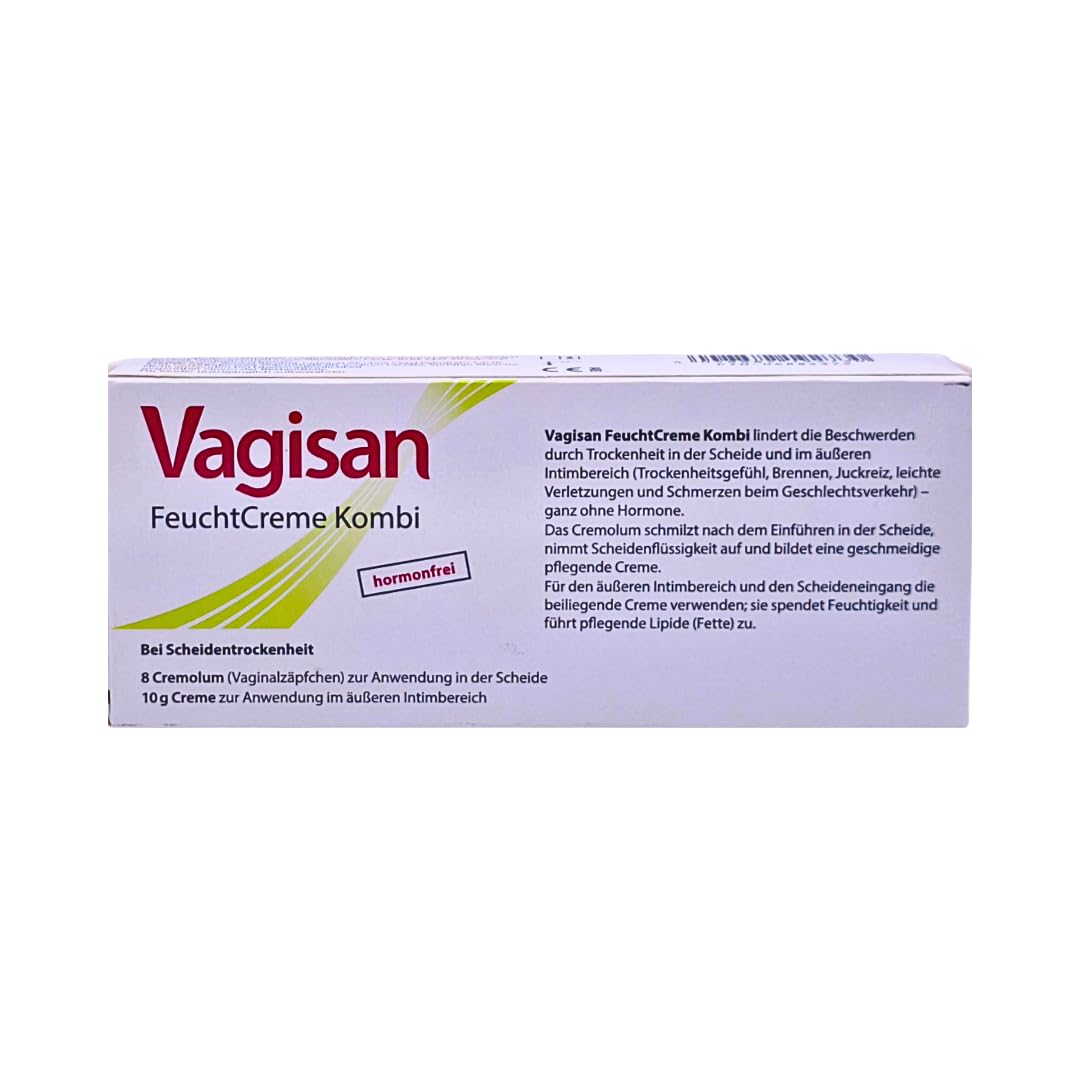 Vagisan FeuchtCreme Kombi 8 Cremolum + 10 g Creme I Hormonfreie Intimpflege bei Scheidentrockenheit, Brennen, Juckreiz I Ohne Applikator & pH-optimiert I Spar-Set plus Pharma Perle give-away (3x)