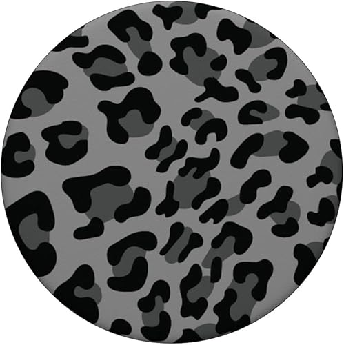 Miniatura 3 de Bonito diseño de estampado de leopardo negro para mujeres en gris PopSockets agarre y soporte para teléfonos y tabletas