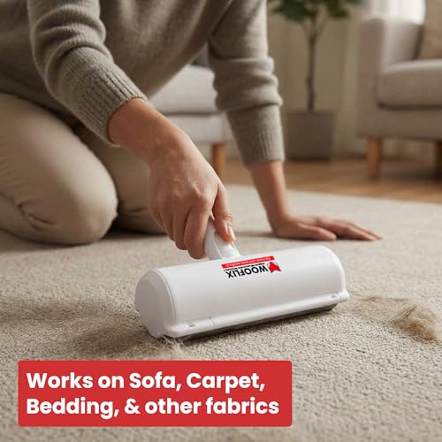 Image of Wooflix Lint Remover with Handle, Protective Cover, and 2 Refills (120 Sheets) - Sticky Roller Brush for Clothes, Furniture, Carpet, Pet Fur, Dust, and Dirt (Lint Roller)