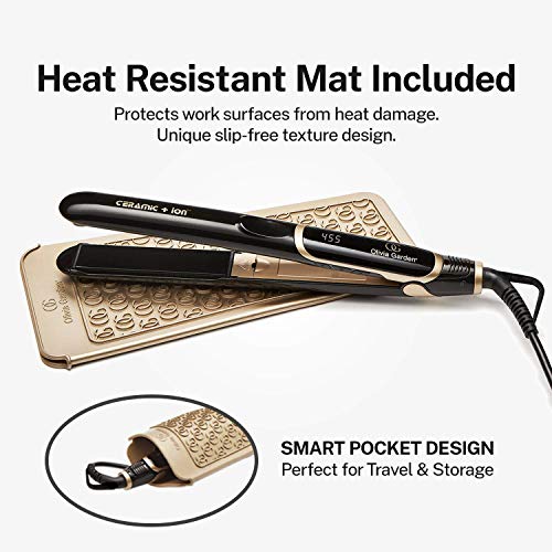 Olivia Garden Ceramic + Ion High Performance Professional Flat Iron, Black/Gold with Gift (CIFL1-DL01)