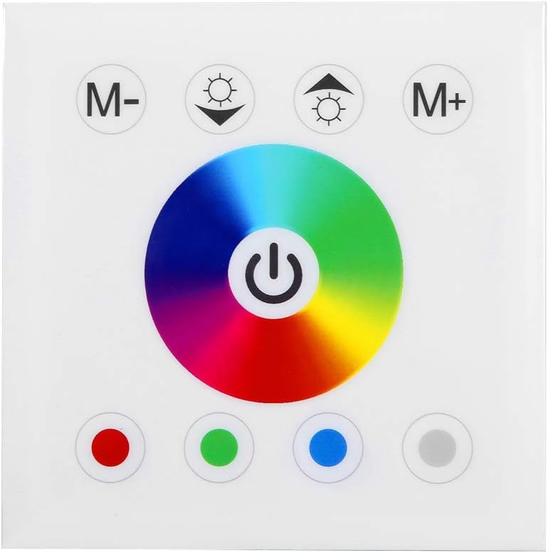 Wall-Mounted Touch Panel, Touch Panel Controller, Wall Mounted Colorful RGBW LED Touch Panel Controller Dimmer Switch for LED Strip Light(Black/White)