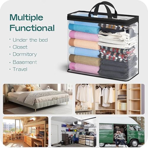 Image of 22L Set of 5 Transparent Storage Bags | Clear PVC Clothes & Wardrobe Organizer with Strong Zipper and Handle | Waterproof & Dustproof Cover for Sarees, Blankets, Baby Clothes & Toys
