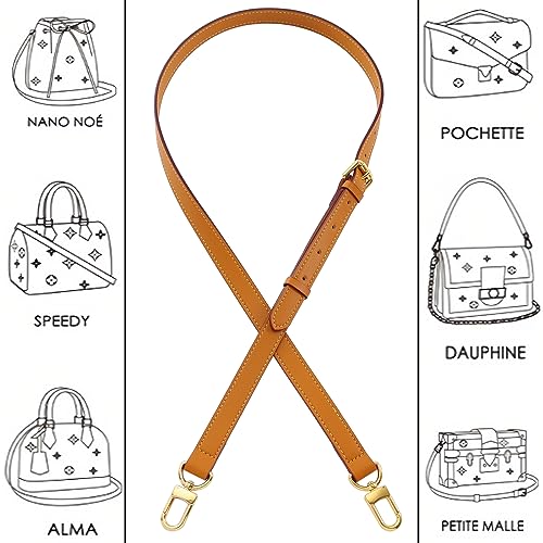 Image of Vachetta Genuine Leather Adjustable Genuine Leather Crossbody Straps Replacement (Honey brown)