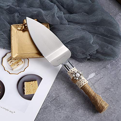 image for TANG SONG Set of 2 Rustic Wedding Cake Knife and Serving Set Wedding C