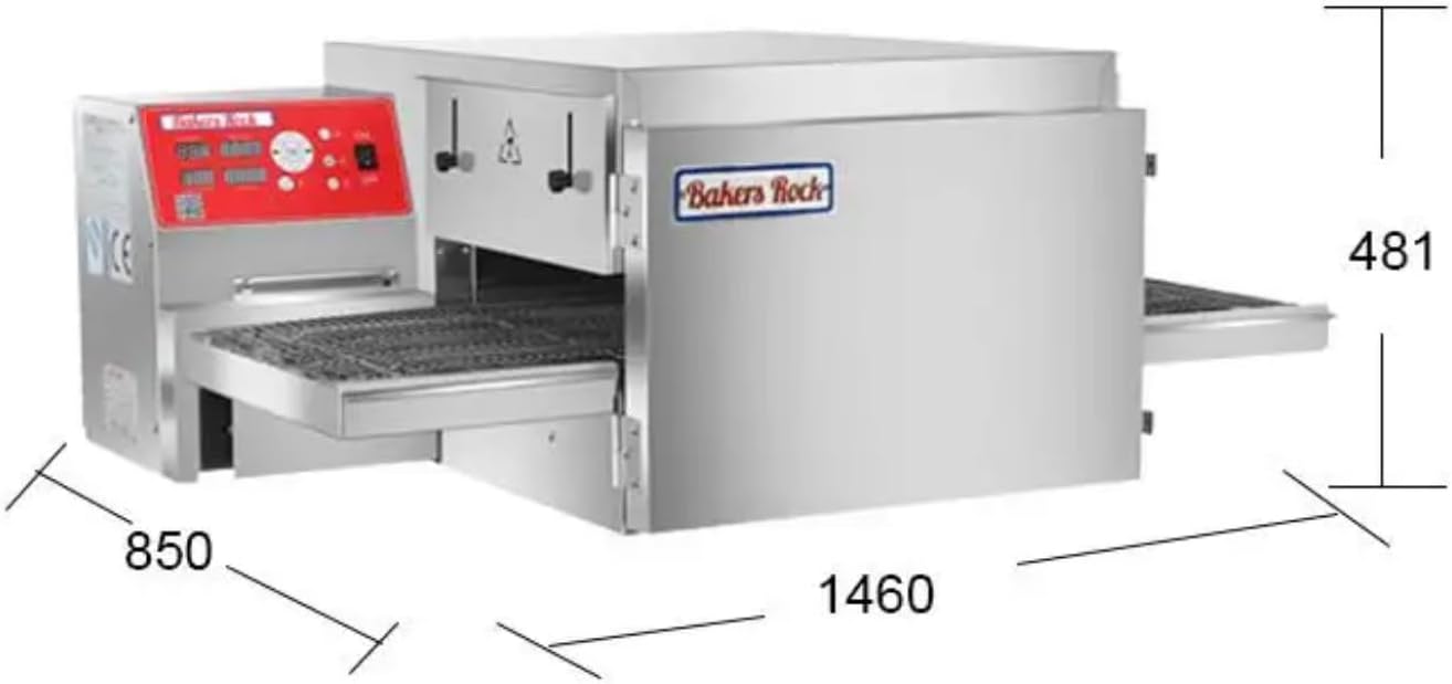 Bakers Rock Commercial Pizza Conveyor Oven, Stainless Steel, Digital Control Panel, Electric Countertop, Professional Restaurant Equipment