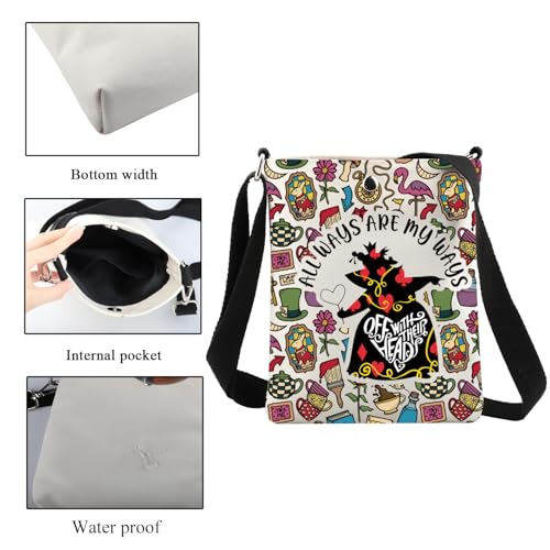 CMNIM Alice Inspired Crossbody Bag Queen of Red Hearts Gift Alice Fairy Tales Fan Gifts All Ways are My Ways Crossbody Purse3
