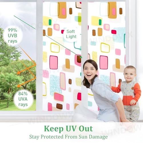 Image of Premium Vinyl Privacy Stained Window Glass Sticker (24x60 Inch) - Self-Adhesive Decorative Sticker Opaque Tint Wallpaper for Glass Cover Window, Door, Office, Home.| Anti-UV. 3D Shapes