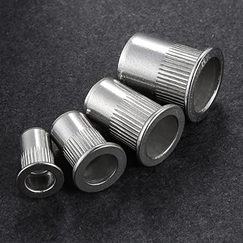 rivet nut 1434-20unc 100pcs stainless steel 304 finish flat head rivnut threaded insert nut knurled body
