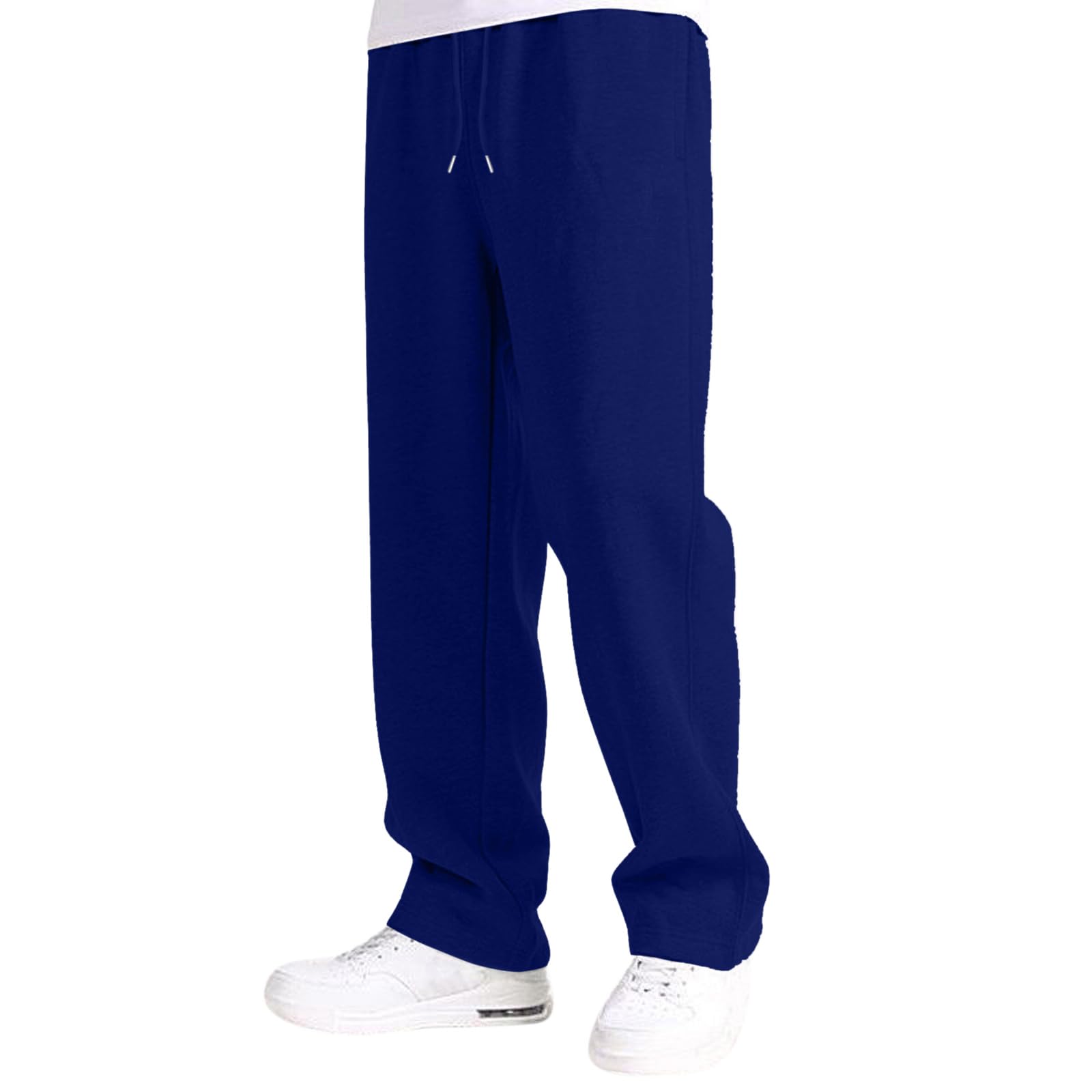 Men's Baggy Sweatpants Fleece Straight Leg Casual Pants Elastic Waist Athletic Workout Jogger Sweat Pants Fall Winter