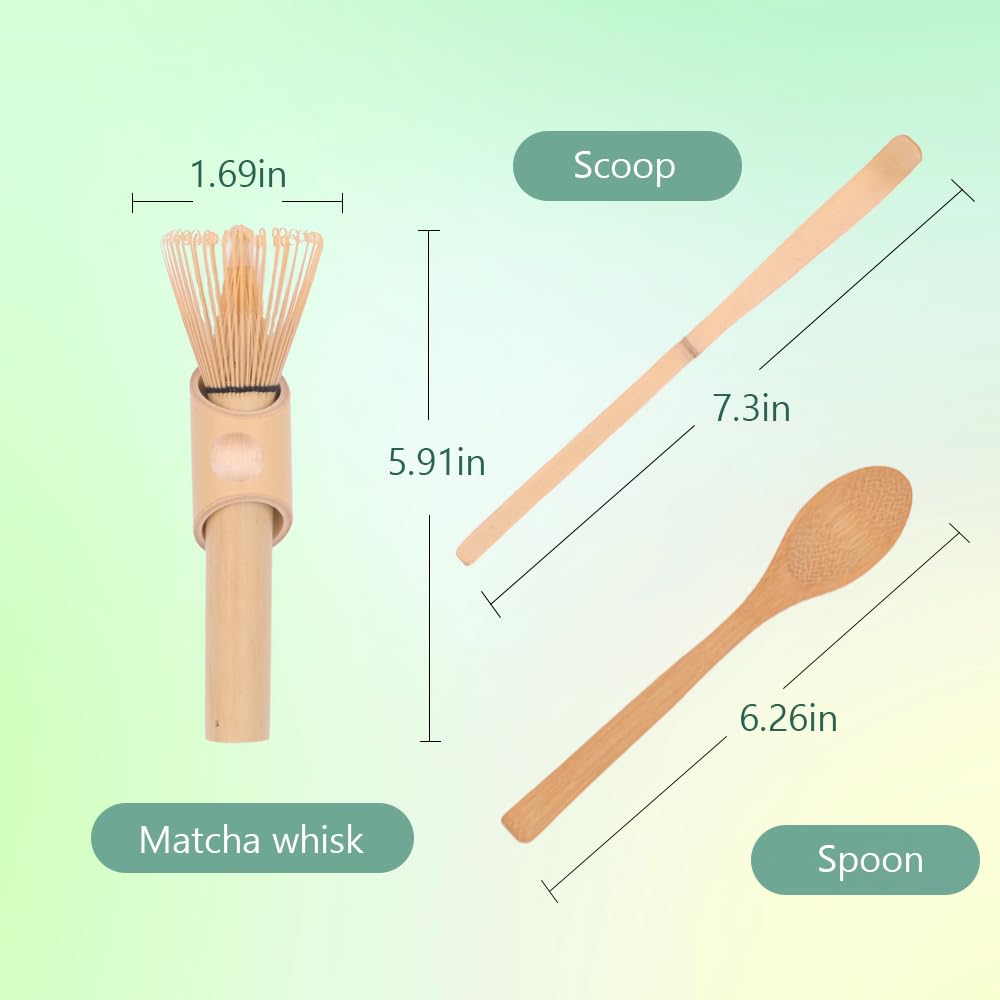 Joyscale Matcha Whisk Set, Matcha Kit - Long-handled Whisk(Chasen), Bamboo Spoon (Chashaku), Tea Scoop, Japanese Bamboo Whisk For Matcha Tea