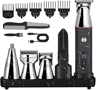 SevenPanda Beard Trimmer Men, Hair Trimmer Women Ear & Nose Hair Trimmer Clipper All-in-One Trimmer Body Groomer 5 in 1 Kit Trimmer, Cordless Hair Clippers Eyebrow & Facial Hair Trimmer for Men Women