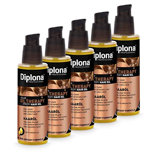 DIPLONA Aceite para cabello seco y rizado - Serie YOU OIL THERAPY PROFI Aceite capilar con aceite de argán para mujeres - aceite pelo sin siliconas ni parabenos 5x 100 ml Cover