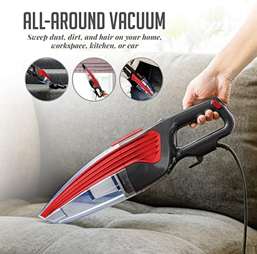 Ovente Electric Bagless 3-in-1 Stick and Handheld Vacuum 600W Lightweight Multi-Surface Cleaner with Floor Brush & Crevice Nozzle Tool for Cleaning Hardwood, Carpet, Pet Hair, Kitchen, Car ST101BR