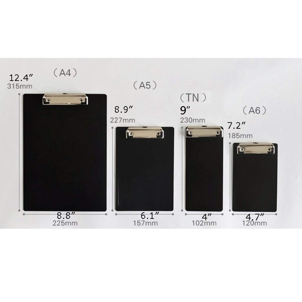 Presse-papiers de fournitures de Bureau Clip di plastica a Forma di Lettera con Clip a Basso Profilo (Confezione da 10) Clip à Profil Bas Durable (Color : Black, Dimensione : A5)
