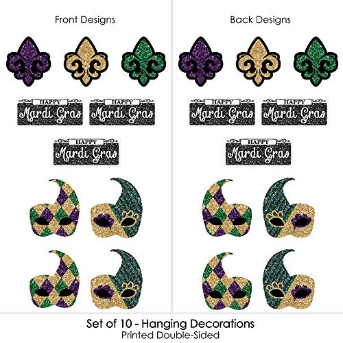 Hanging Mardi Gras - Outdoor Hanging Decor - Masquerade Party Decorations - 10 Pieces #TOP2