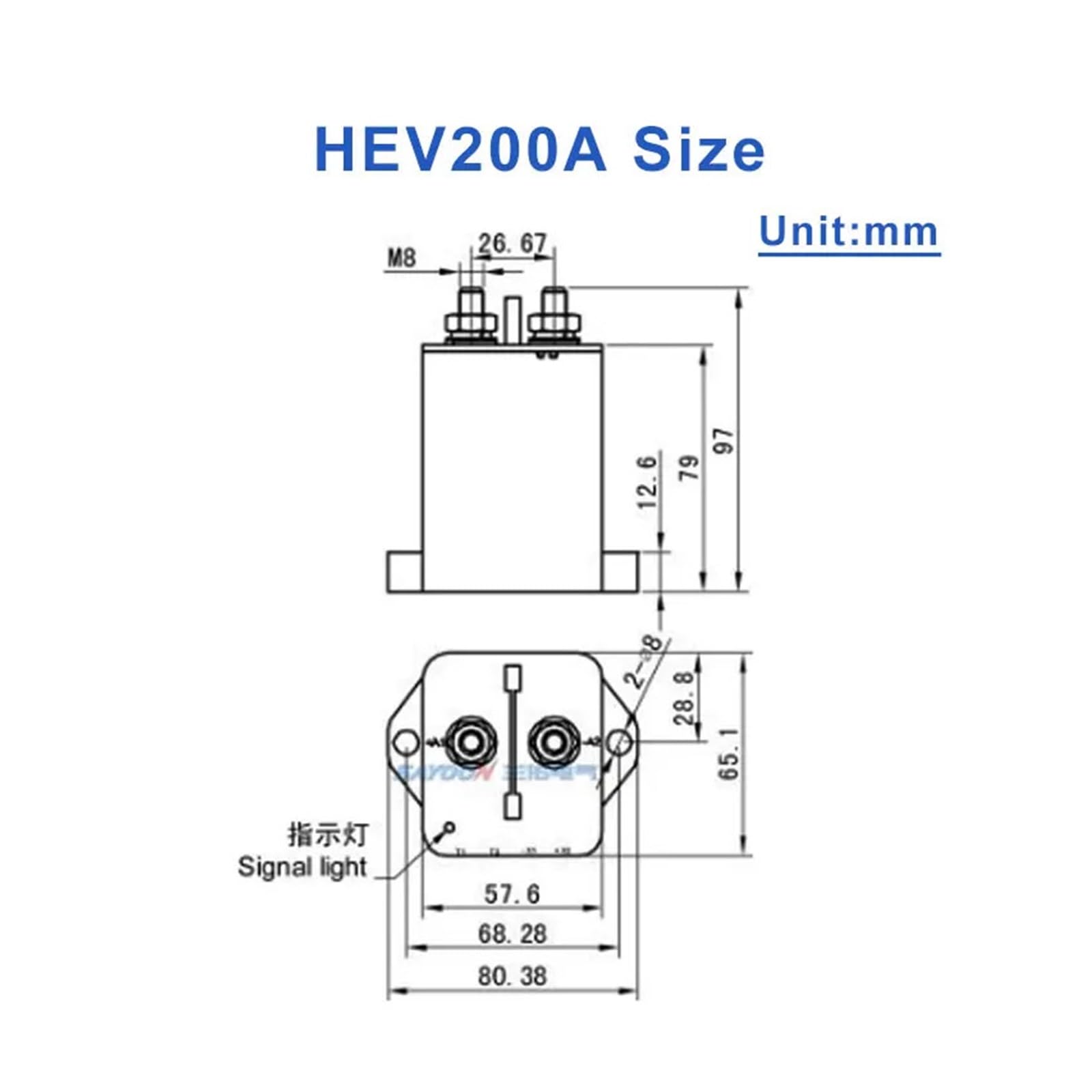 Contactor de CC de alto voltaje HEV200A, relé de potencia de voltaje de carga de 1000 V, 12 V, 24 V, 36 V, 48 V, 60 V, 72 V, 84 V y 120 V(48V,1NC)