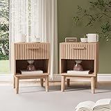 Modernes Design:A: Nachttisch verfügt über ein weist ein spezielles Wellendesign auf, B: Nachttisch verfügt über ein schlankes vertikal gestreiftes Design, das modernen Stil mit Funktionalität verbindet das nicht nur die künstlerische Ästhetik erhöht, sondern auch ein modernes Element hinzufügt. Es wird ein attraktives Möbelstück in Ihrem Zuhause sein.