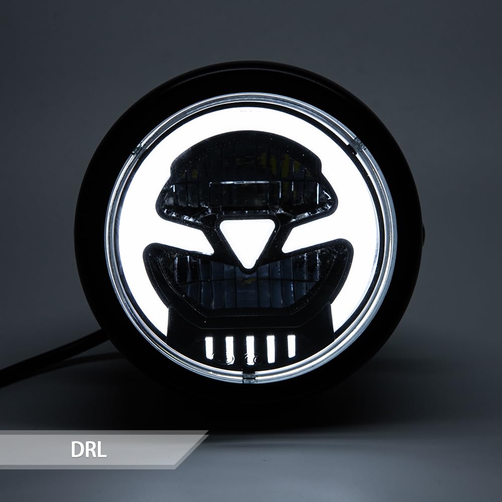 Faro delantero 6.41inch LED para moto cafe racer bobber chopper faro con DRL (Luz blanca DRL)