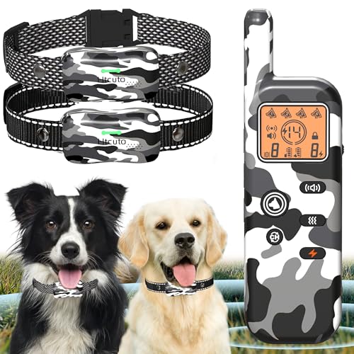 Htcuto Wireless Dog Fence & Ultrasonic Training Collar -1160-Yard Adjustable Boundary for Outdoor, 6100FT Remote, 4 Modes (Beep/Vibration/Static/Ultrasonic), Waterproof, 185-Day Standby, 1V2