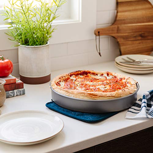 Chef Pomodoro Chicago Deep Dish Pizza Pan 12 Inch, Hard Anodized Aluminum Pizza Pan For Oven, Pre-Seasoned Bakeware Kitchenware, Non-Stick Round Pizza Pans (12-Inch) #TOP6