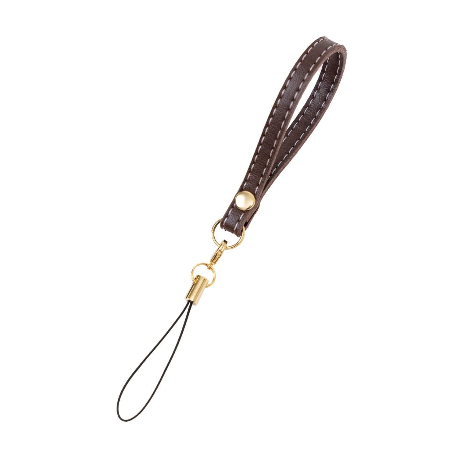 Leather Phone Strap, Short, Dark Brown