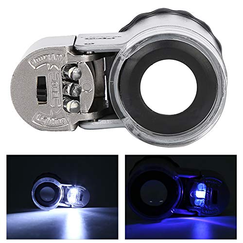 Image of Mini Pocket Microscope 50X with LED Light Portable Magnifying Glass for Banknote Detection Jewelry Appraisal Printing Inspection