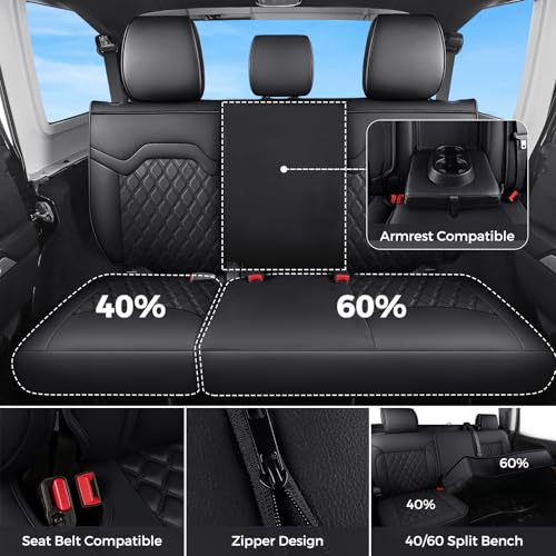 Huidasource Fit for Chevy Silverado Seat Covers, GMC Sierra Seat Covers, Seat Cover for Trucks 1500 2007-2013&2019-2026, 2500HD 3500HD 2020-2026 Crew Double Extended Cab Nappa Leather (Full Set/Black) by Huidasource - Used condition - Image 2