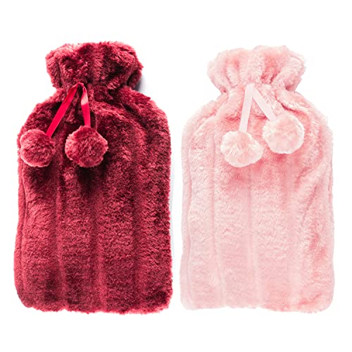 Bouillotte 2l en caoutchouc naturel avec housse douce (Lot de 2)