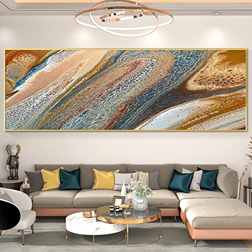 Peinture toile toile 55x195cm Rivière Magma Abstrait sans cadre pour mur
