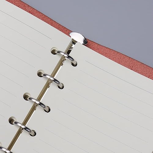 Vista 5 de Carpeta de diario marrón retro de cuero para viajeros, A7, recargable, 6 anillas, cuaderno de bocetos con 1 paquete de líneas A7, organizador