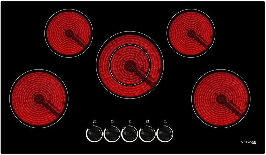 36 in. Built-In Radiant Ceramic Electric Cooktop in Black with 5 Elements with Dual Element and Mechanical Knob