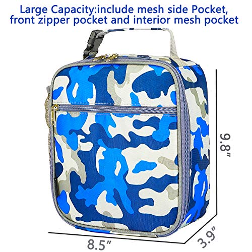 Flowfly Kids Lunch Box Insulated Soft Bag Mini Cooler Back To School Thermal Meal Tote Kit For Girls, Boys, Camo #TOP2