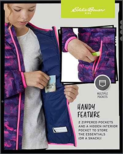 Image of Eddie Bauer Girls' Jacket - CirrusLite Weather Resistant Down Coat for Girls - Insulated Quilted Bubble Puffer (3-20), Size 5-6, Pop Pink