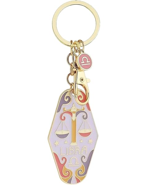 Vintage Illustrated Zodiac Keychain, 12 Constellations Metal Enamel Keychain, Astrology Pendant, Car or Bag Pendant