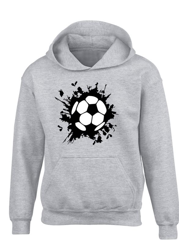 Sweat à capuche gris avec motif de football jaune et noir XL