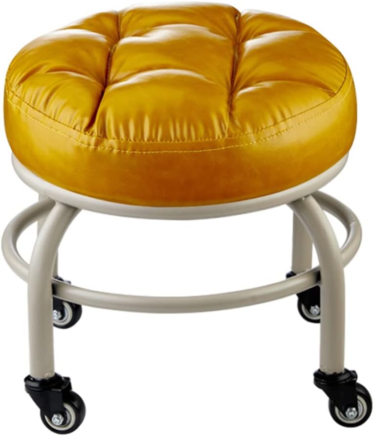 Heavy Duty Low Rolling Stool with Bearing Wheel,Load-Bearing 660 Ibs, Roller Seat Short Rolling Foot Stools with Universal Swivel Caster Wheels Little Small blue2,Gold (Gold)
