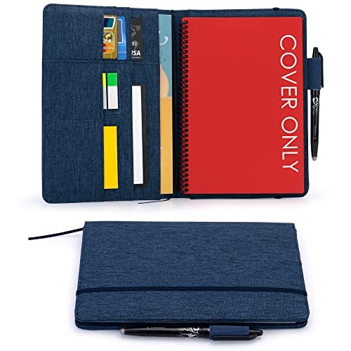 Kaitiaki Folio Cover Compatible with Rocketbook Everlast, Wave, Fusion, Panda, A5 Portfolio Organizer with Pen Loop, Business Card Holder, Waterproof Fabric, Ribbon bookmark, Executive Size, Blue