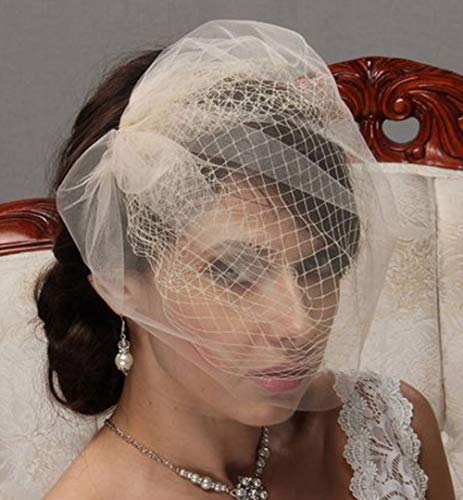 Denifery Bircage Veil Bridal Hair Piece Wedding Headpiece Black Veil Short Tulle Veil Bridal Comb Wedding Acessory (Black)