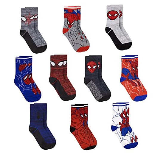 Marvel Spiderman Boys Socks, 10-Pack of Decorative Spiderman Toddler Socks, Amazing Legends Socks for Boys