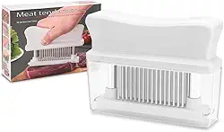 Amaciador de Carne, Amassador de Carne, Tenderizador, Tenderizador de Carne com 48 Lâminas de Agulha Ultra Afiadas de Aço Inoxidável, Branco, 12.9 * 2.8 * 11cm