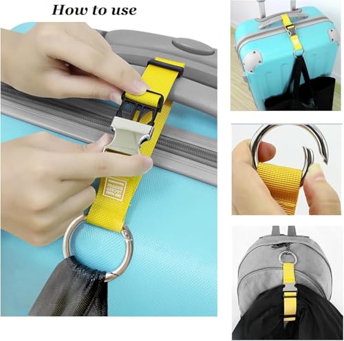 Image of 2PCS Heavy Duty Add a Bag Luggage Strap Jacket Gripper,Carry-on Baggage Suitcase Straps Belts Travel Accessories (Black)