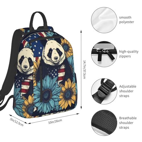 Casual Backpack for Women Men Panda Sunflower Lightweight Daypack Large Capacity Nurse Bag4