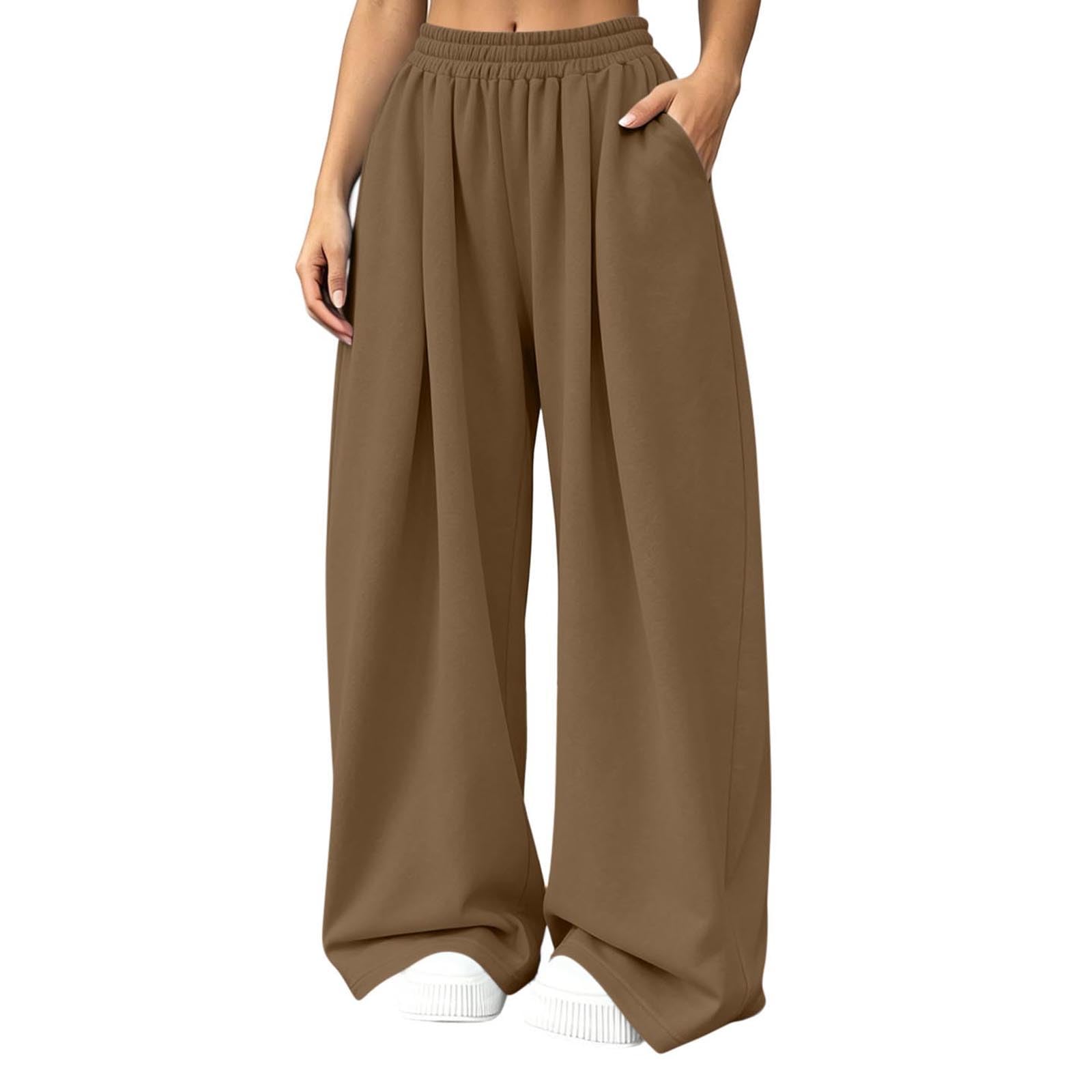Generico Pantaloni Sportivi Donna Pantaloni da Corsa con Elastico in Vita Pantalone Tuta Donna con Tasche e Coulisse Comodi Causal Pantalone Baggy a Gamba Larga per Allenamento Jogging Fitness