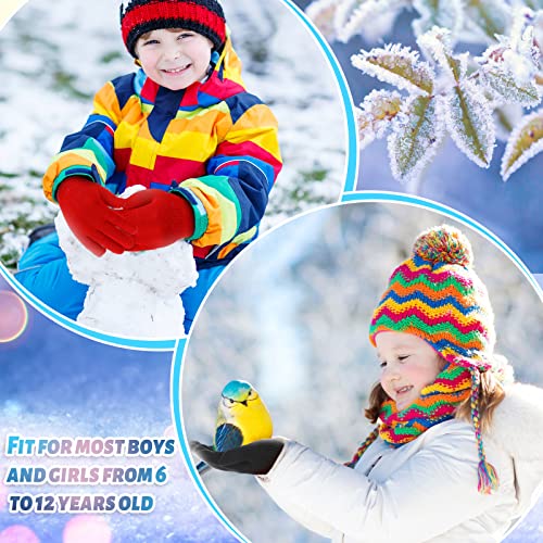 Jeyiour 100 Pairs Children's Winter Gloves - Bulk Kid's Warm Full Fingers Stretchy Knitted Gloves for Boys & Girls - Christmas Gifts4